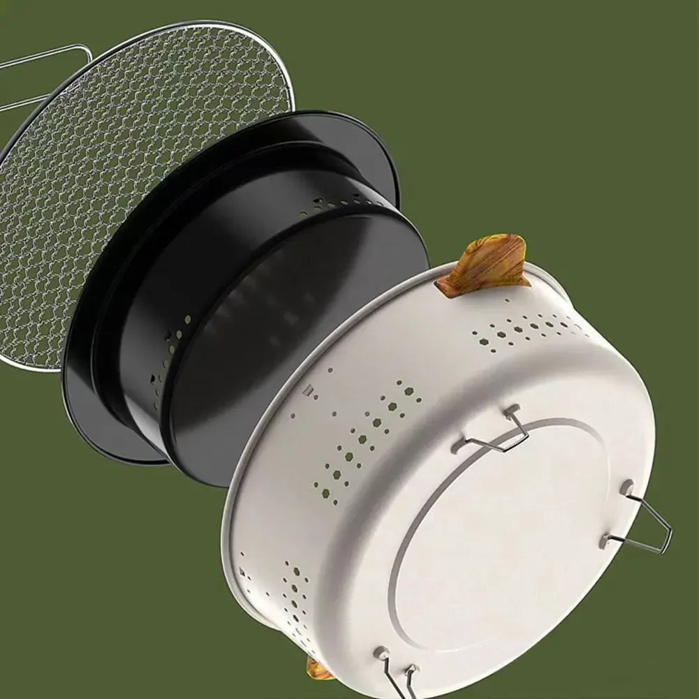 Barbecue portatile a carbone acciaio inox griglia antiaderente per campeggio