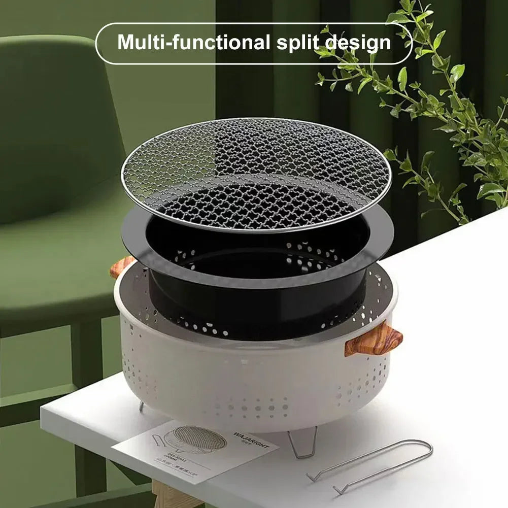 Barbecue portatile a carbone acciaio inox griglia antiaderente per campeggio