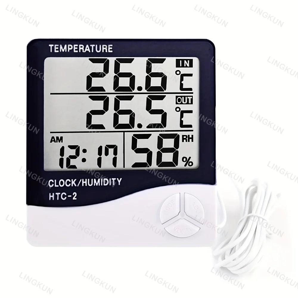 Stazione Meteo Digitale LED - Orologio, Termometro e Igrometro per Casa