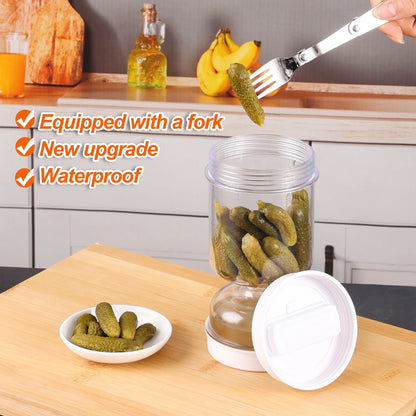 Barattolo Sottaceti con Forchette - Dispenser Olive e Cetrioli Sgocciolatoio