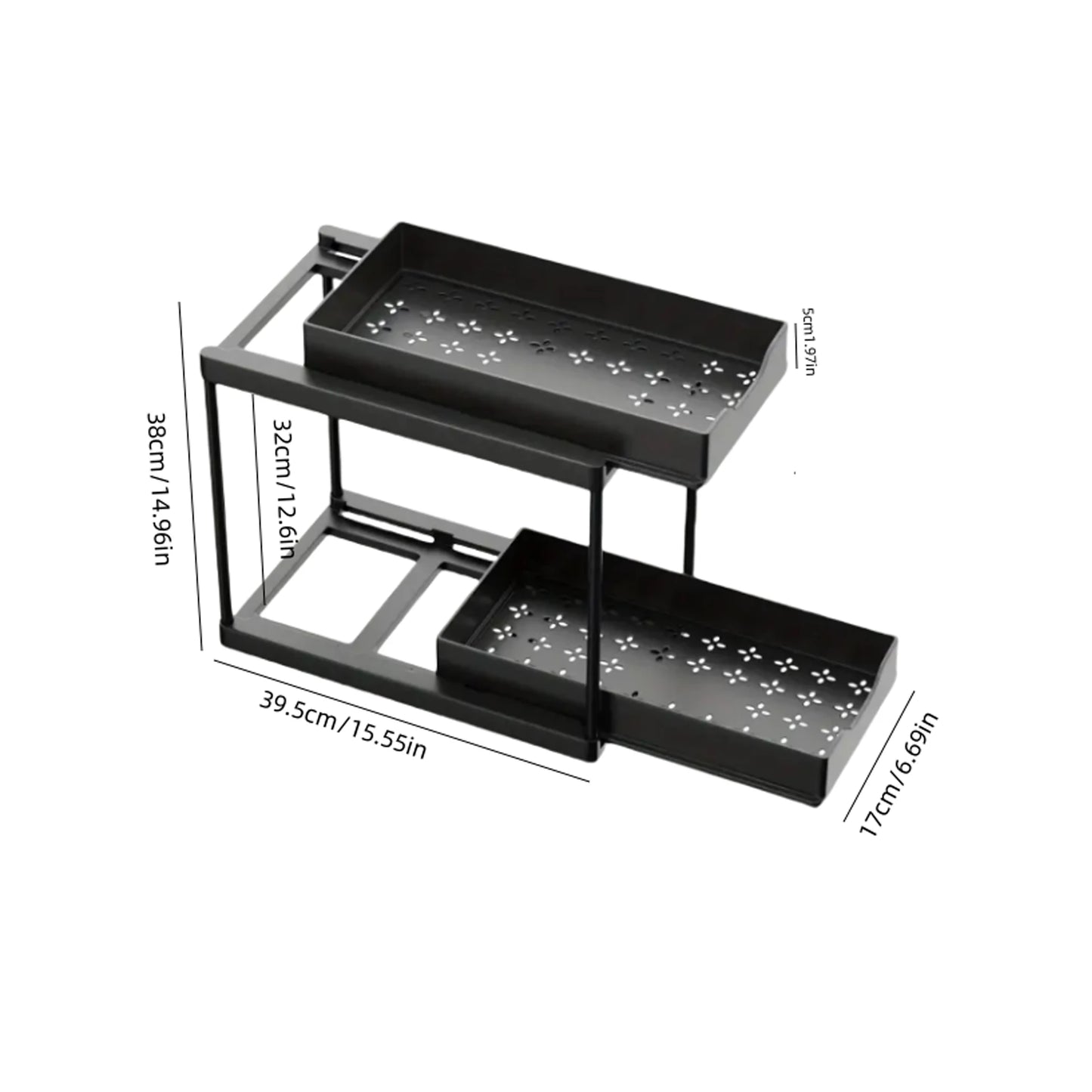 Organizer Sottolavello Estraibile 2 Ripiani Salvaspazio 5 Ganci Cucina/Bagno