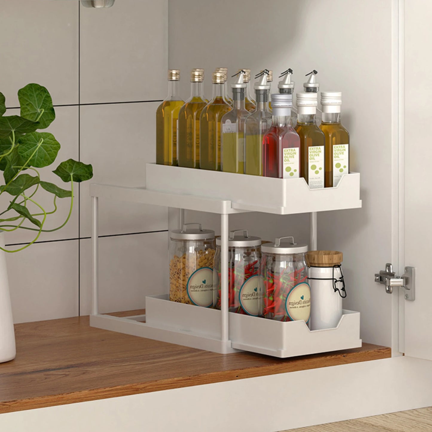Organizer Sottolavello Estraibile 2 Ripiani Salvaspazio 5 Ganci Cucina/Bagno