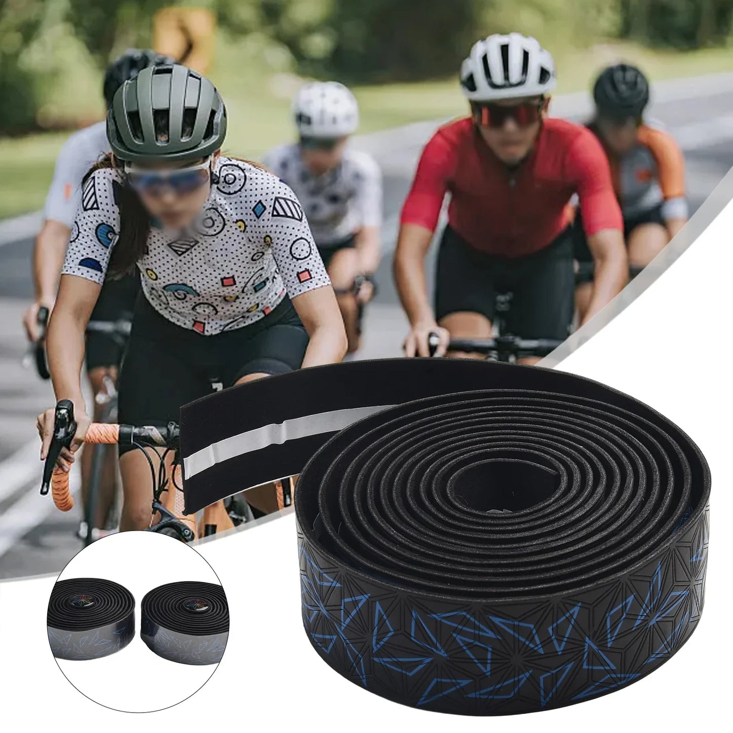 Nastro manubrio bici corsa 2pz PU antiscivolo ammortizzante con tappi manubrio