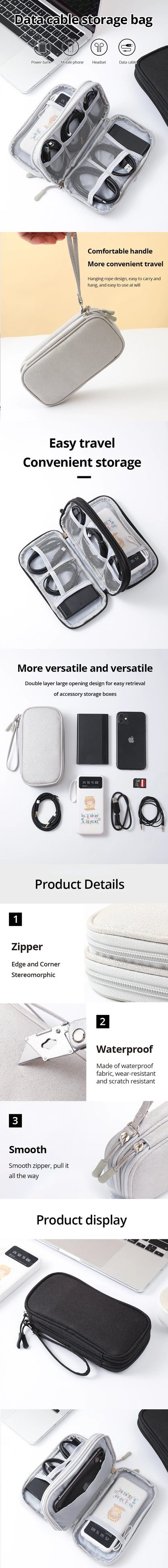 Custodia organizer cavi USB per powerbank cuffie auricolari - 4 colori