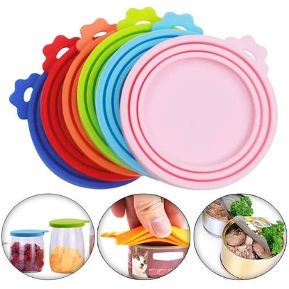Set 3 Coperchi Silicone Riutilizzabili per Scatolette Cibo Gatto/Cane 6.5-8.5 cm
