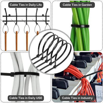 1000 pezzi Fascette Nylon Autobloccanti per Cavi Zip Tie Fissaggio Ufficio