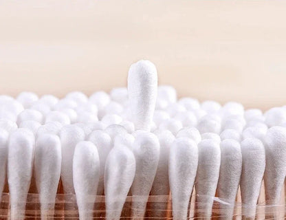 Porta cotton fioc trasparente quadrato con coperchio in bambù contenitore bagno