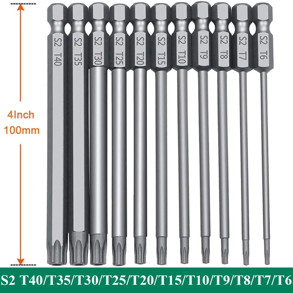 Set 11 Bit Torx Sicurezza S2 Magnetici Star Shark T6-T40