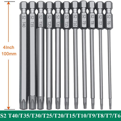 Set 11 Bit Torx Sicurezza S2 Magnetici Star Shark T6-T40