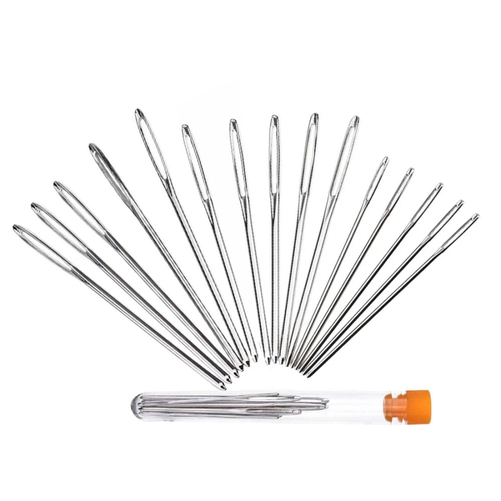 Aghi per cucito a mano Set 9 pz occhio grande punta smussata pelle ricamo