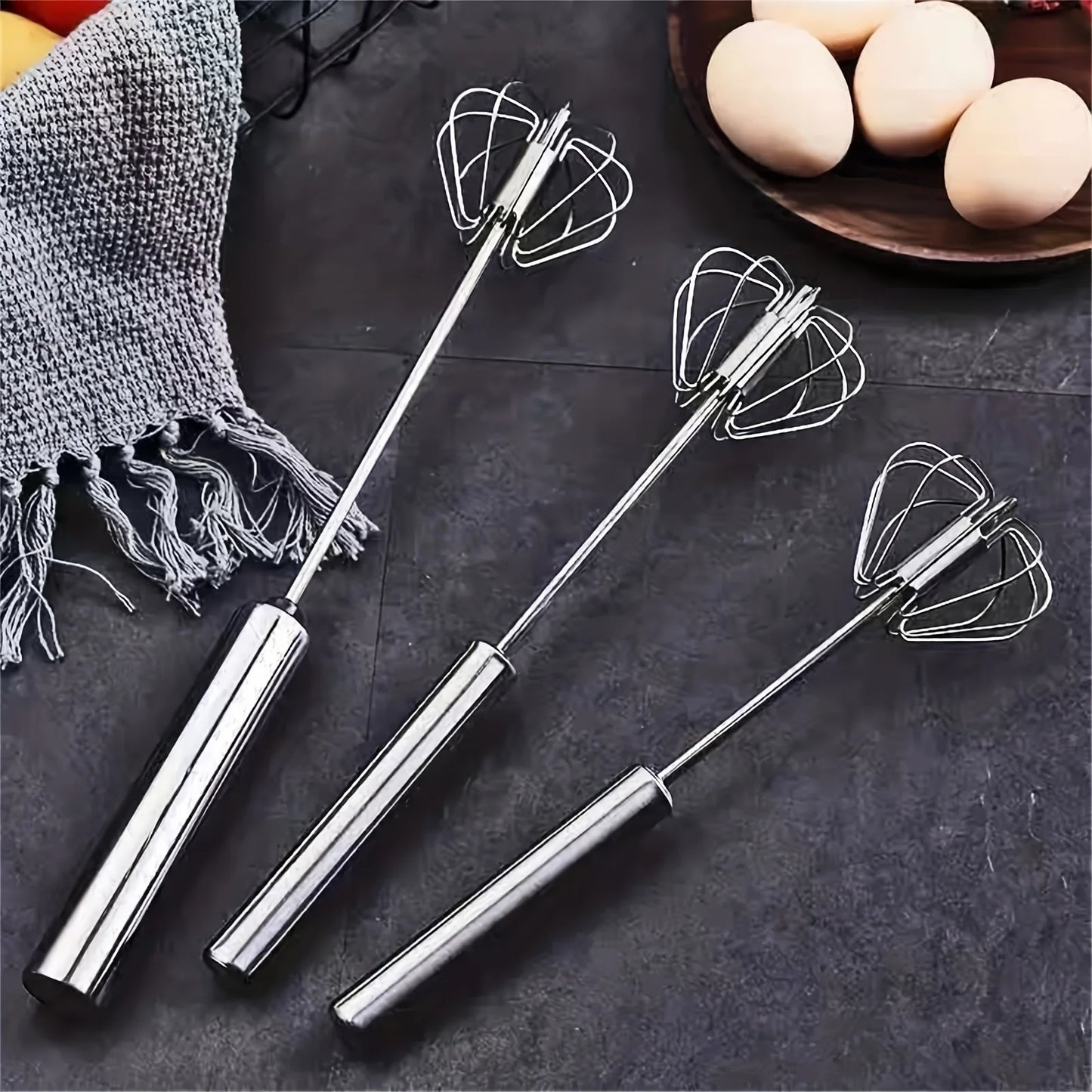 Sbattitore Uova Manuale Frusta a Mano Acciaio Inox Semiautomatico Cucina