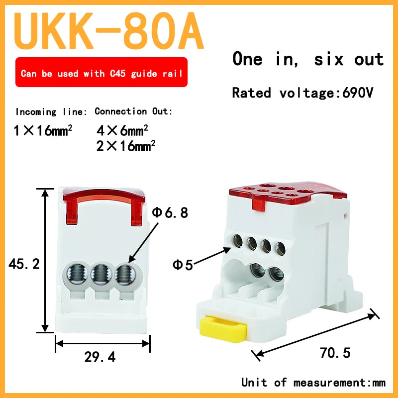 UKK80A Scatola Distribuzione 125/160/250A - Terminale ad Alta Corrente