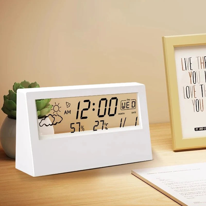 Stazione Meteo Digitale LED - Orologio, Termometro e Igrometro per Casa