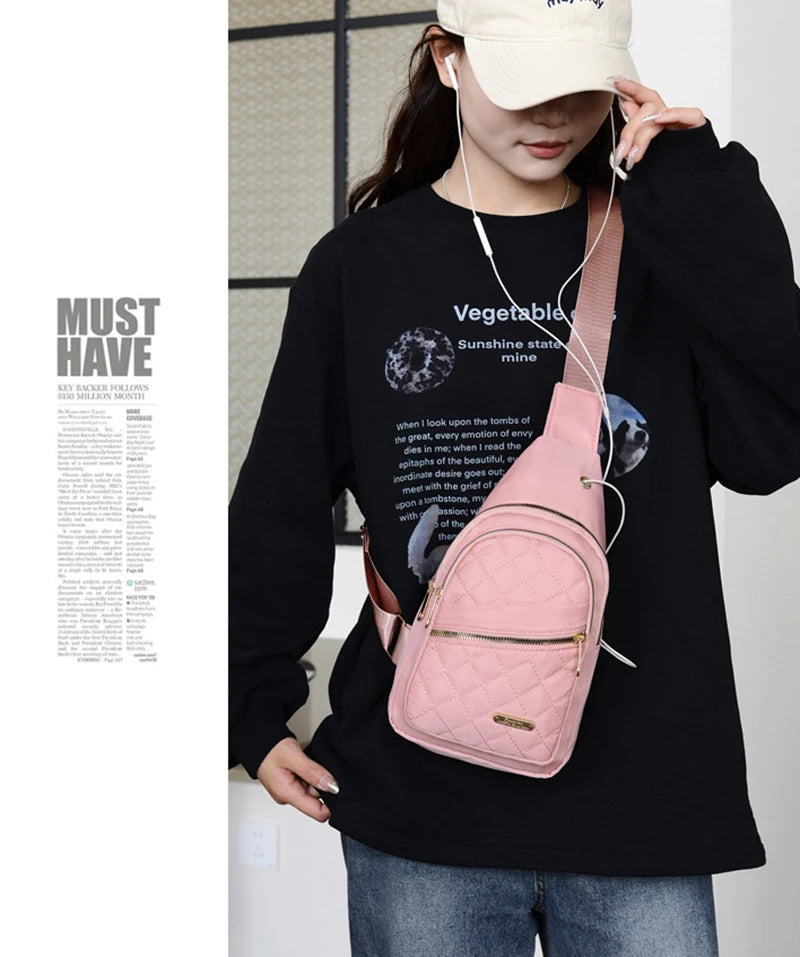 Borsa a tracolla petto donna grande capacità ricamata multitasche outdoor casual