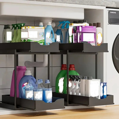 Organizer Sottolavello Estraibile 2 Ripiani Salvaspazio 5 Ganci Cucina/Bagno