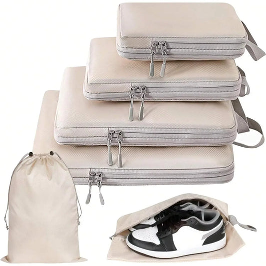 Set 4/6 Cubi Organizzatori per Valigia - Compressibili Impermeabili Nylon