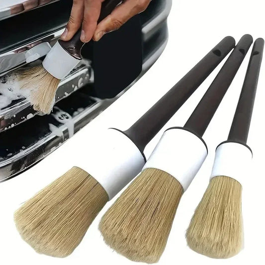 Kit 3 Pennelli Detailing Auto per Pulizia Interni ed Esterni - Setole in Setola