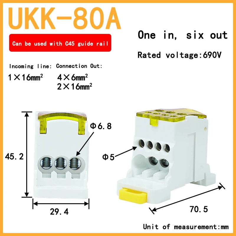 UKK80A Scatola Distribuzione 125/160/250A - Terminale ad Alta Corrente