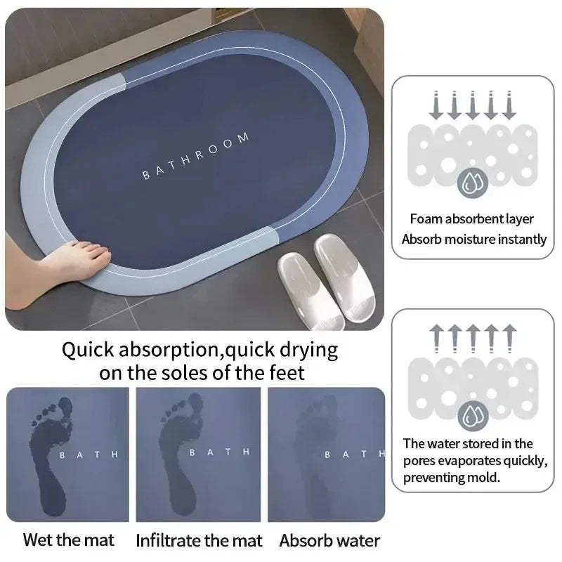 Tappetino bagno assorbente microfibra corallo asciugatura rapida antiscivolo