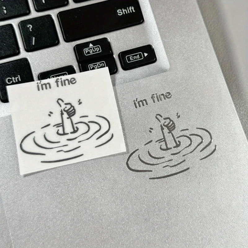 Adesivo vinile 'Sto bene' sarcastico per laptop/MacBook impermeabile lucido