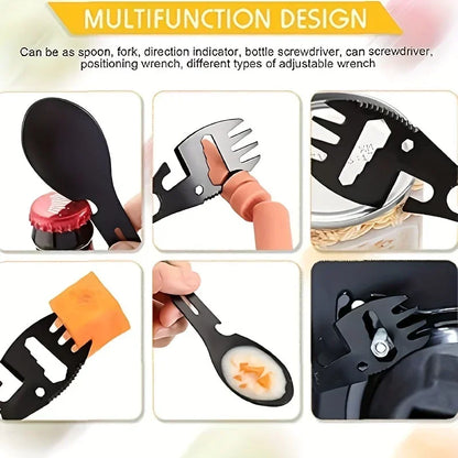 Coltellino Multifunzione EDC con Fischietto Spork Apribottiglie Chiave Survival