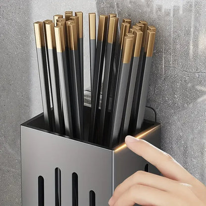 Porta Posate/Bacchette da Parete 1-2 Pz Senza Fori Scolaposate con Gancio