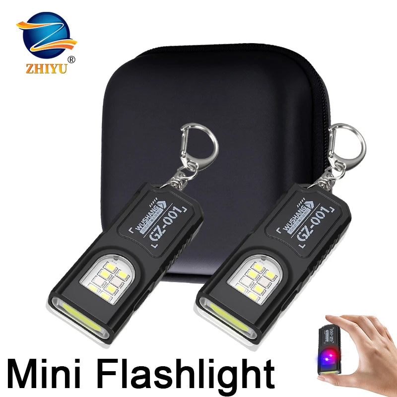 Mini Torcia LED COB Ricaricabile USB Portachiavi Impermeabile Tascabile