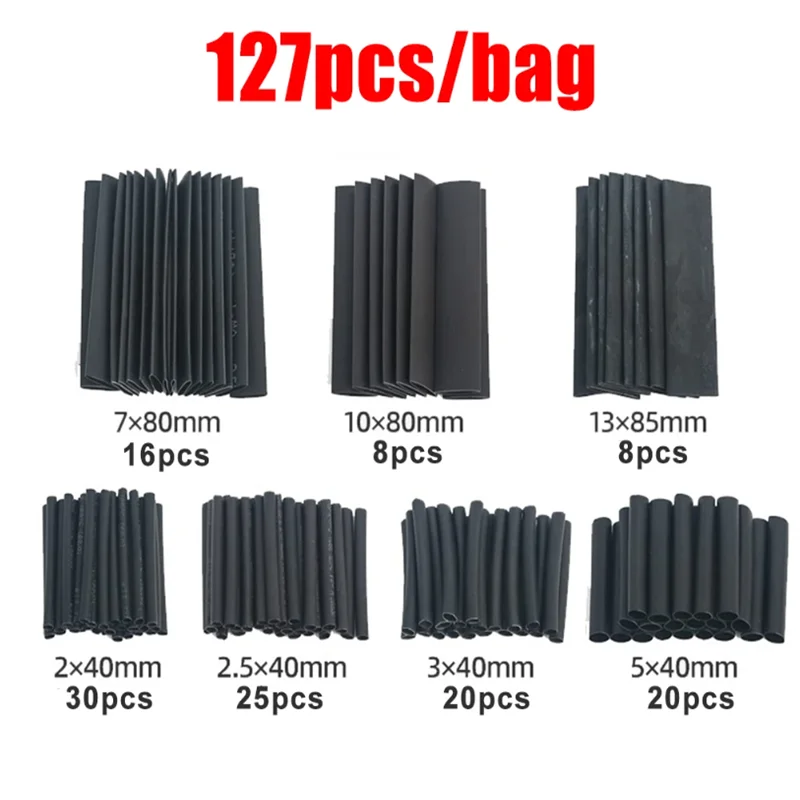 Kit tubi termorestringenti neri per cavi - manicotti isolanti