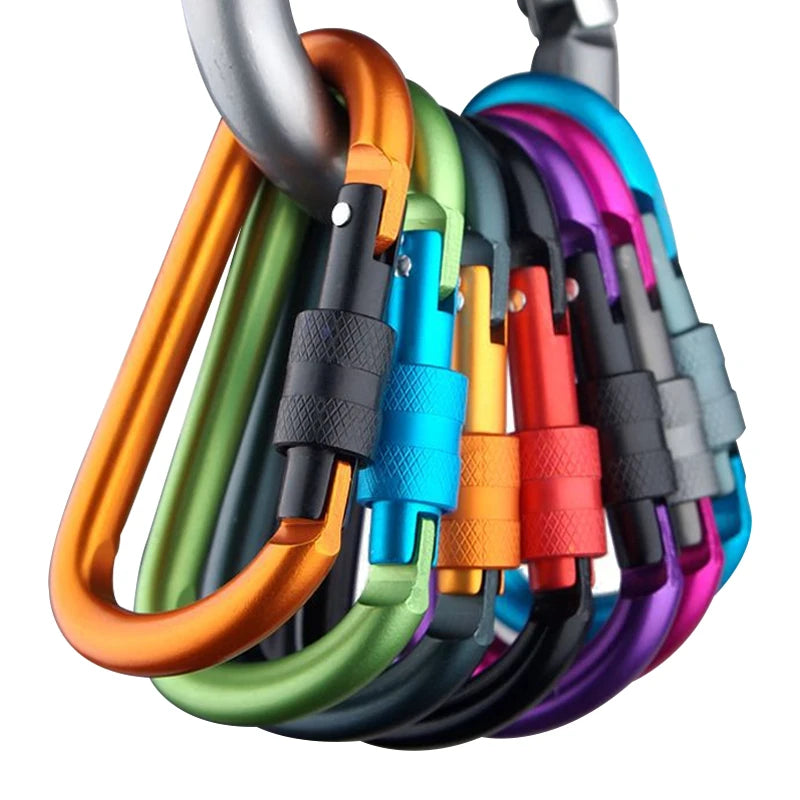 4x Moschettoni Alluminio 7,5mm Blocco a Vite - EDC Campeggio Portachiavi