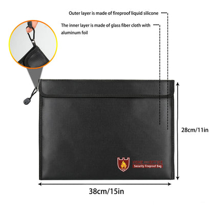 Porta Documenti A4 Ignifugo Impermeabile con Zip - Custodia per Contratti