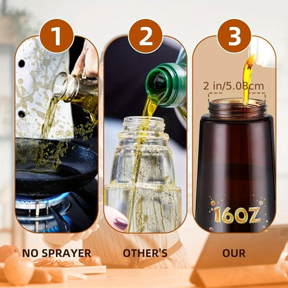 Dispenser Olio 470ml Vetro Ambrato 2-in-1 Spruzzino/Dosatore Cucina