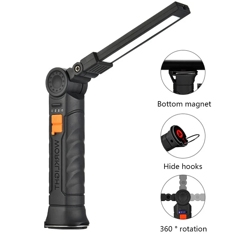 Lanterna LED COB Ricaricabile USB Portatile Magnetica Lampada Lavoro Camping