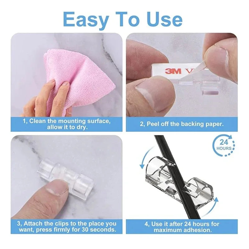UNTIOR Clip Cavi Autoadesive 20/40 Pz Fissacavi Organizer Gestione Cavi