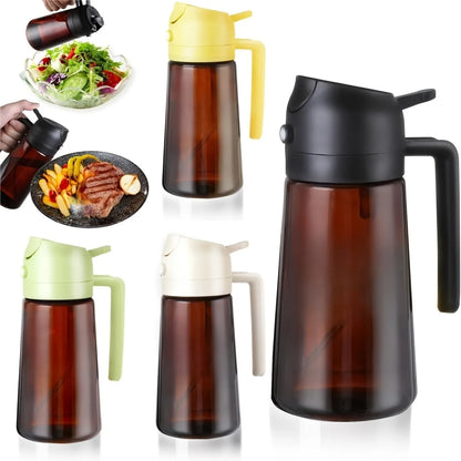Dispenser Olio 470ml Vetro Ambrato 2-in-1 Spruzzino/Dosatore Cucina