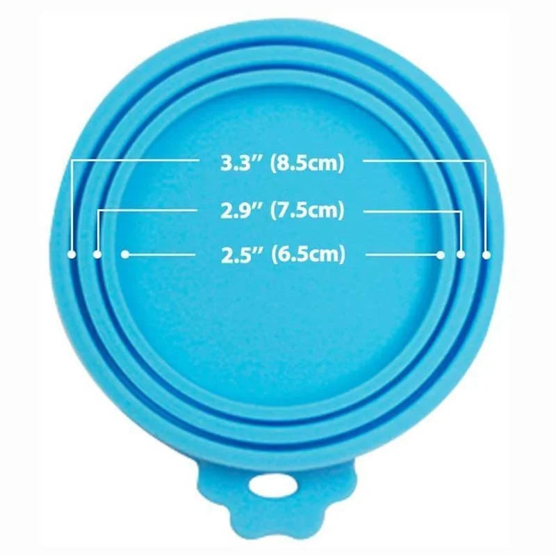 Set 3 Coperchi Silicone Riutilizzabili per Scatolette Cibo Gatto/Cane 6.5-8.5 cm
