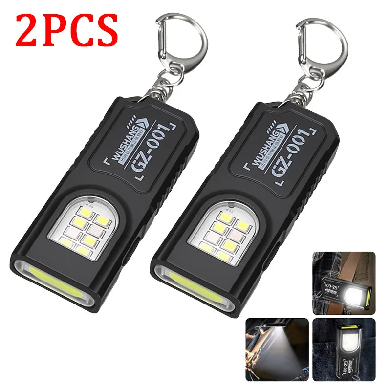 Mini Torcia LED COB Ricaricabile USB Portachiavi Impermeabile Tascabile