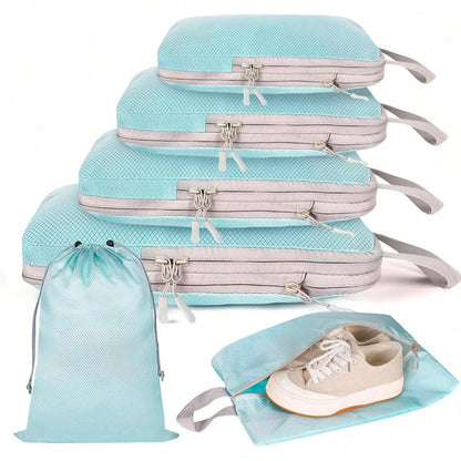 Set 4/6 Cubi Organizzatori per Valigia - Compressibili Impermeabili Nylon