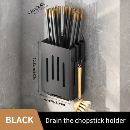 Porta Posate/Bacchette da Parete 1-2 Pz Senza Fori Scolaposate con Gancio