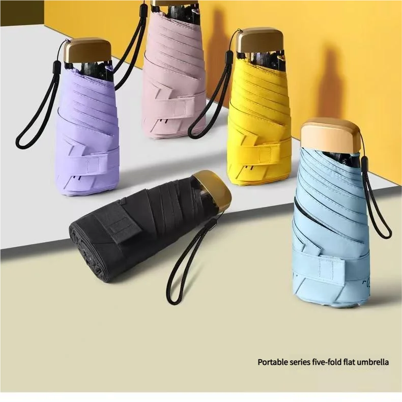 Ombrello Pieghevole Tascabile Mini Antipioggia Anti-UV Antivento Compatto