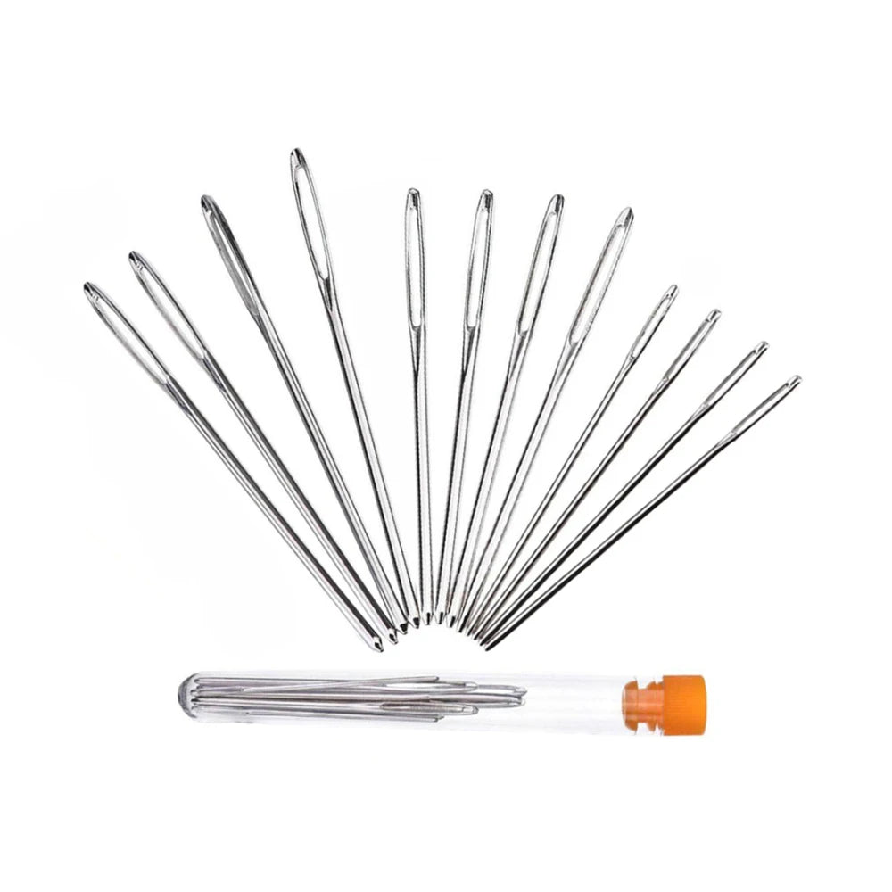 Aghi per cucito a mano Set 9 pz occhio grande punta smussata pelle ricamo