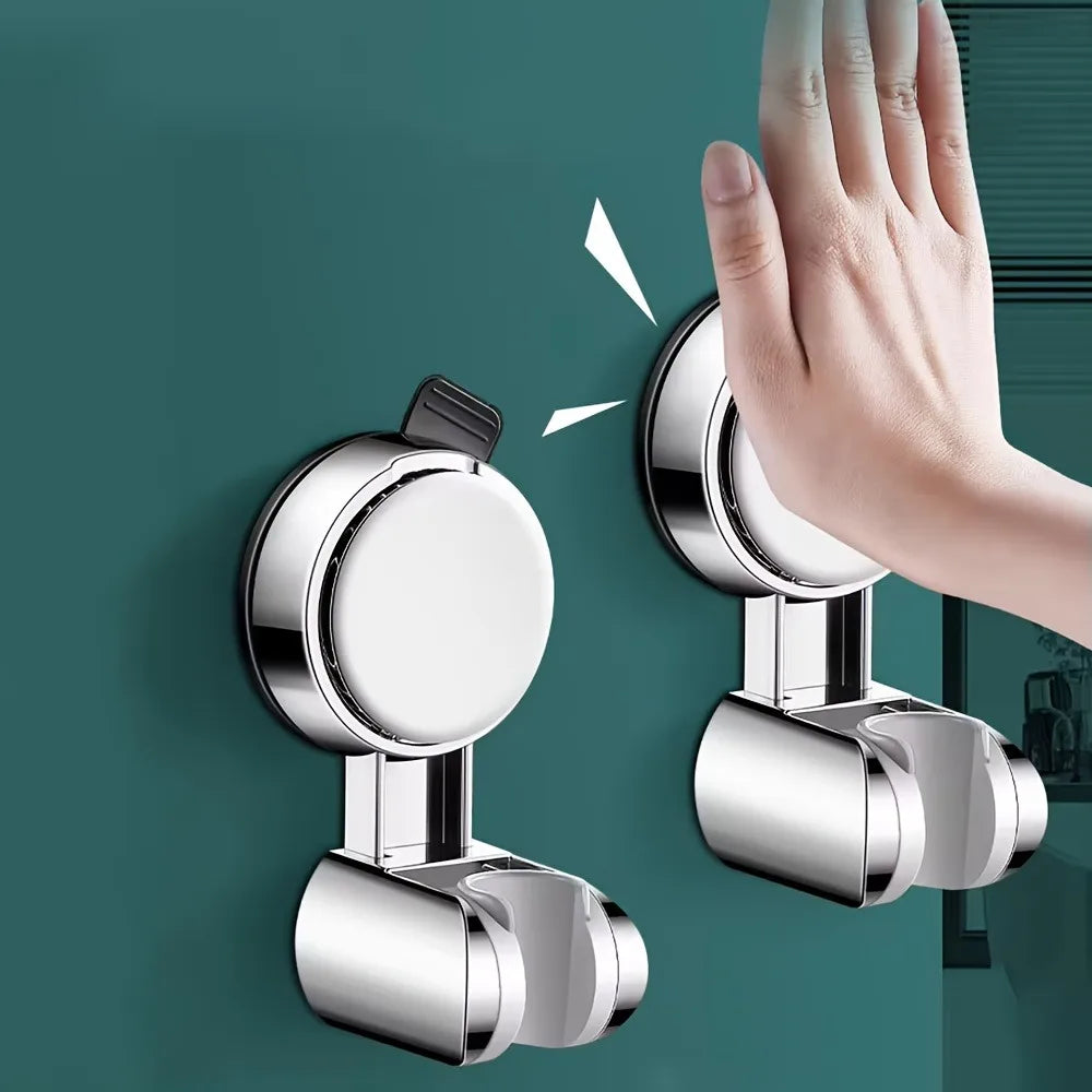 Supporto Soffione Doccia Universale Adesivo Parete Senza Forare Regolabile ABS