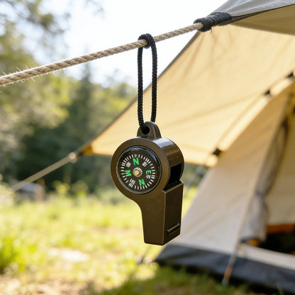 Fischietto emergenza 3-in-1 bussola termometro fischio potente cordino EDC