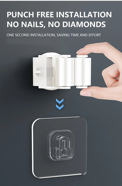 Portascope autoadesivo senza forare - Porta scopa/mocio organizer cucina bagno