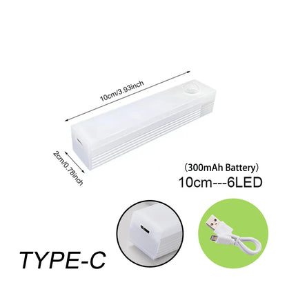 Lampada LED ricaricabile sensore movimento PIR USB per armadio cucina scale