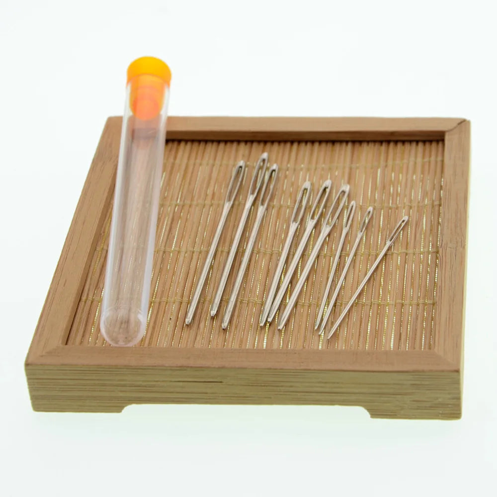 Aghi per cucito a mano Set 9 pz occhio grande punta smussata pelle ricamo