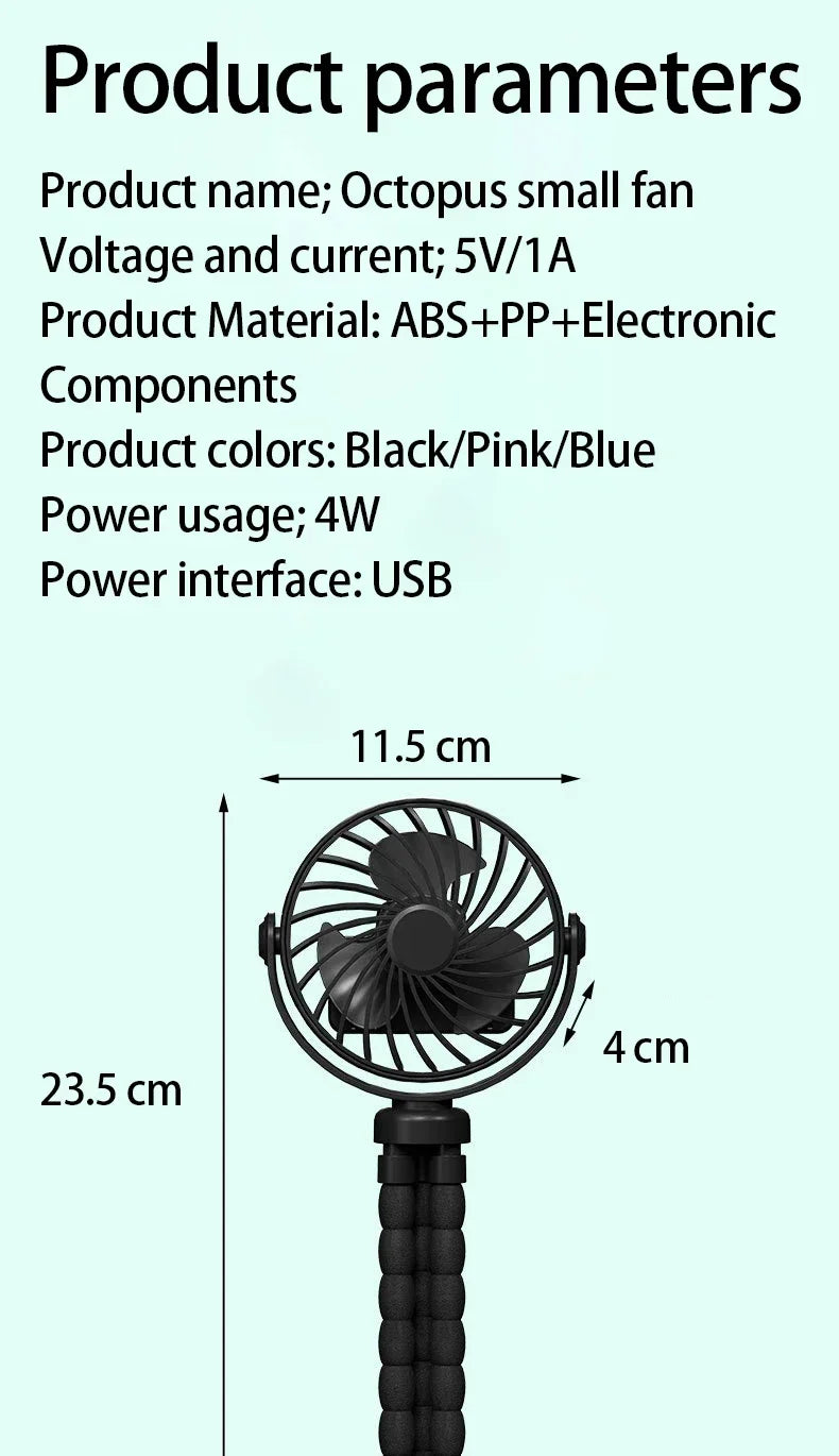 Ventilatore a Clip per Passeggino USB Ricaricabile Mini Pieghevole Silenzioso