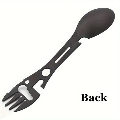 Coltellino Multifunzione EDC con Fischietto Spork Apribottiglie Chiave Survival