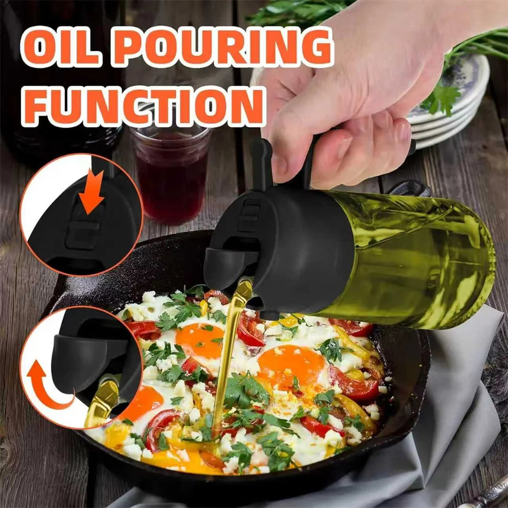 Olio spray 470ml Dispenser 2in1 Olio d'Oliva Bottiglia vetro con etichette