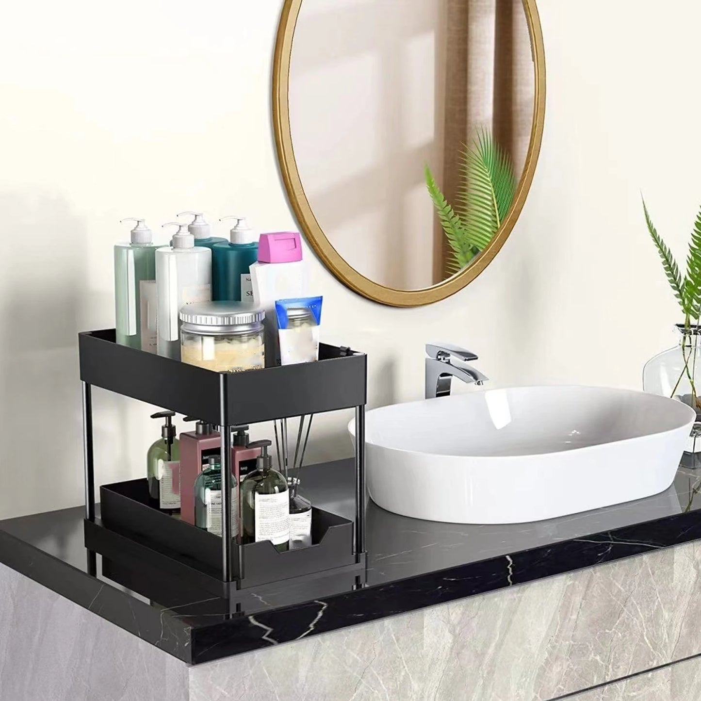 Organizer Sottolavello Estraibile 2 Ripiani Salvaspazio 5 Ganci Cucina/Bagno