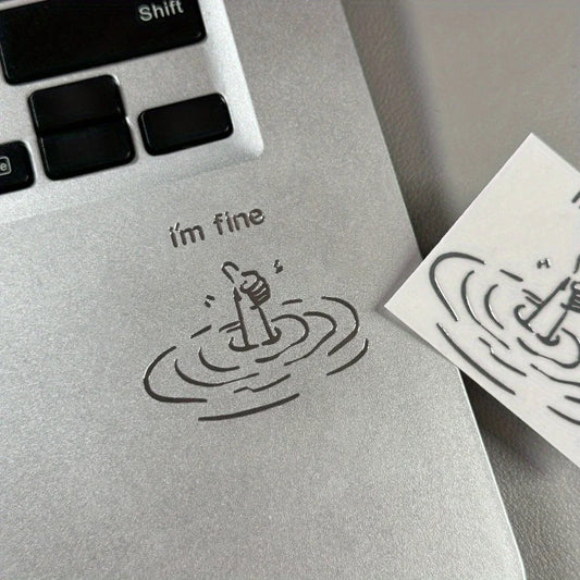 Adesivo vinile 'Sto bene' sarcastico per laptop/MacBook impermeabile lucido